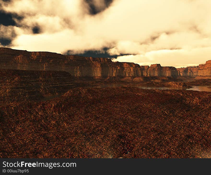 Very Alien landscape at sunset