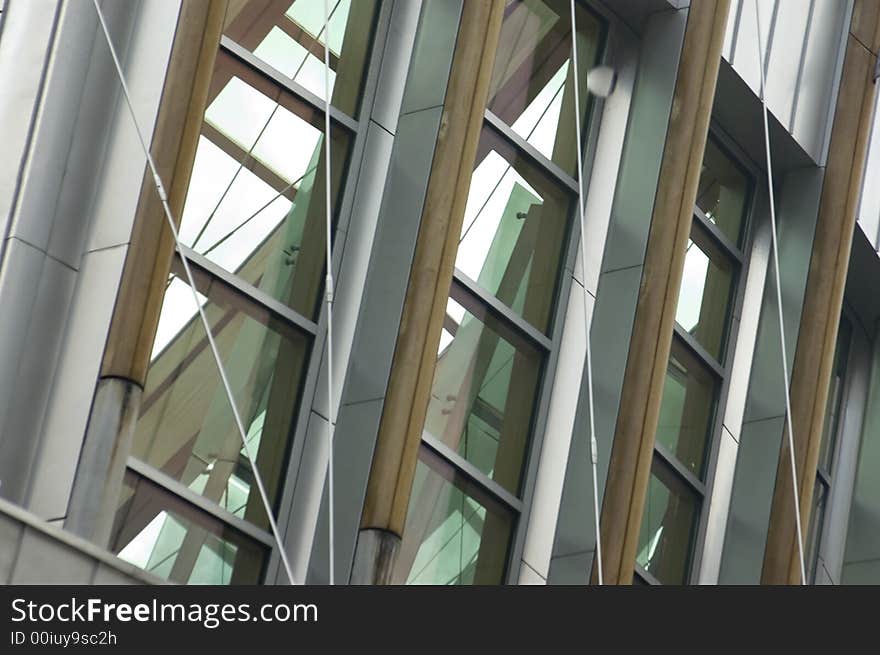 Close up of the Scottish Parliament, windows.