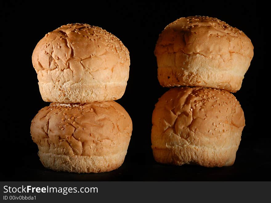 Four bread on top of each other isolated