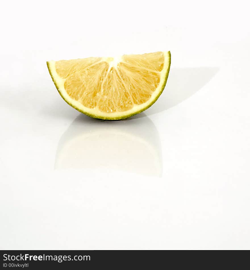 Piece of an orange isolated over white background. Piece of an orange isolated over white background