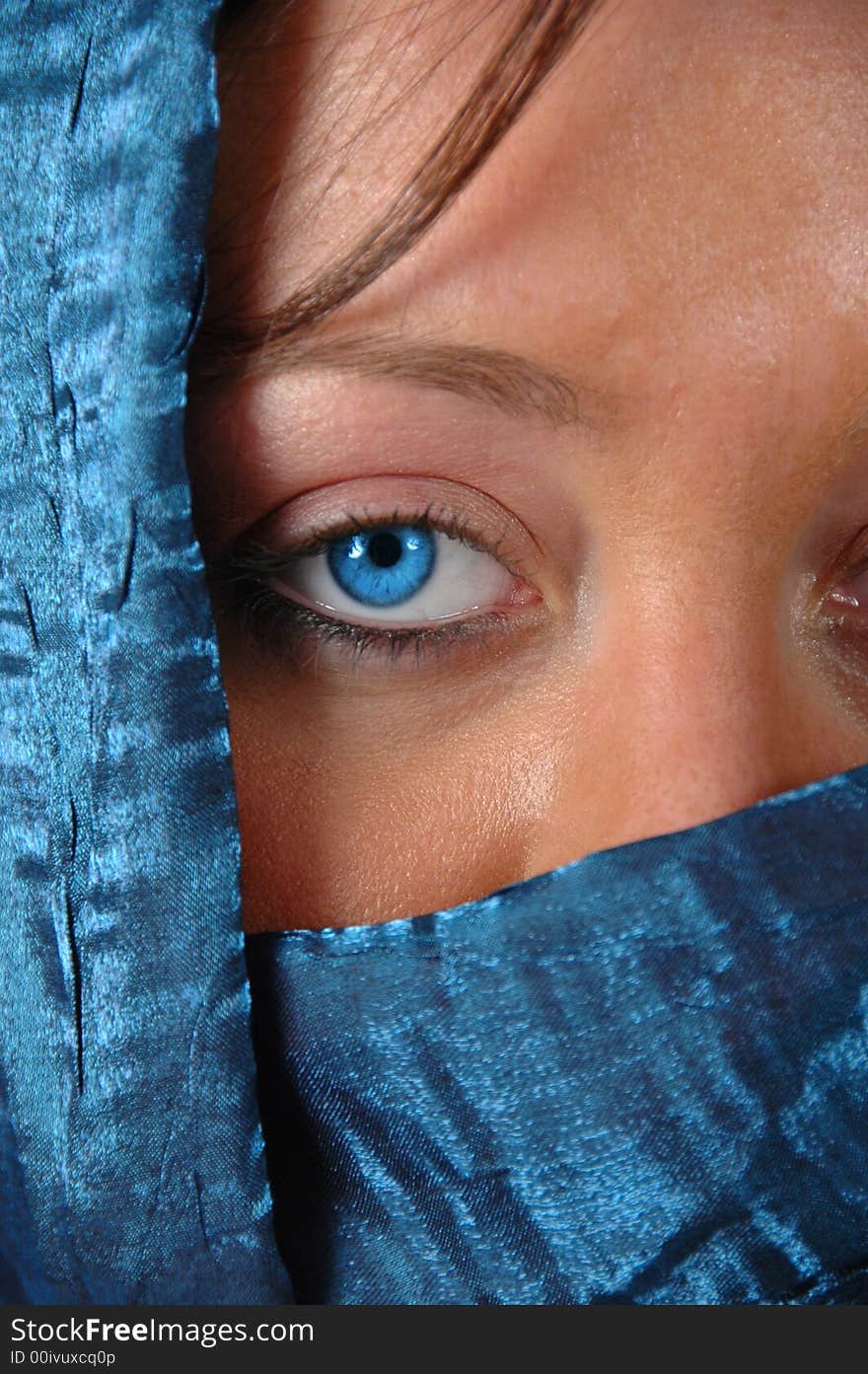 Beautiful girl with blue veil