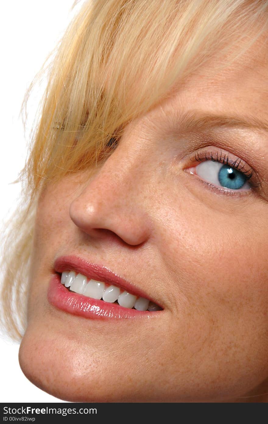 Close up of woman against white background