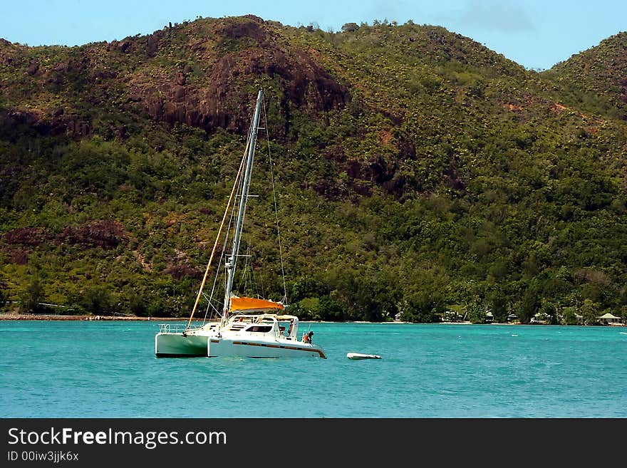 Catamaran. Arriving to paradise.