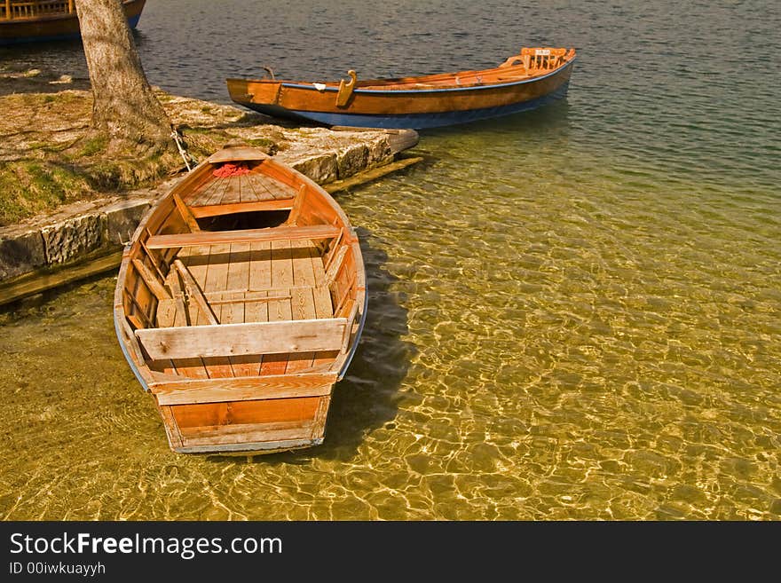 Two boats in lake Bled