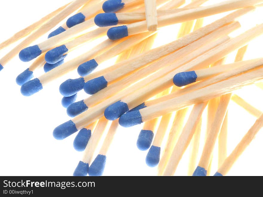 Blue matches on light box. Blue matches on light box