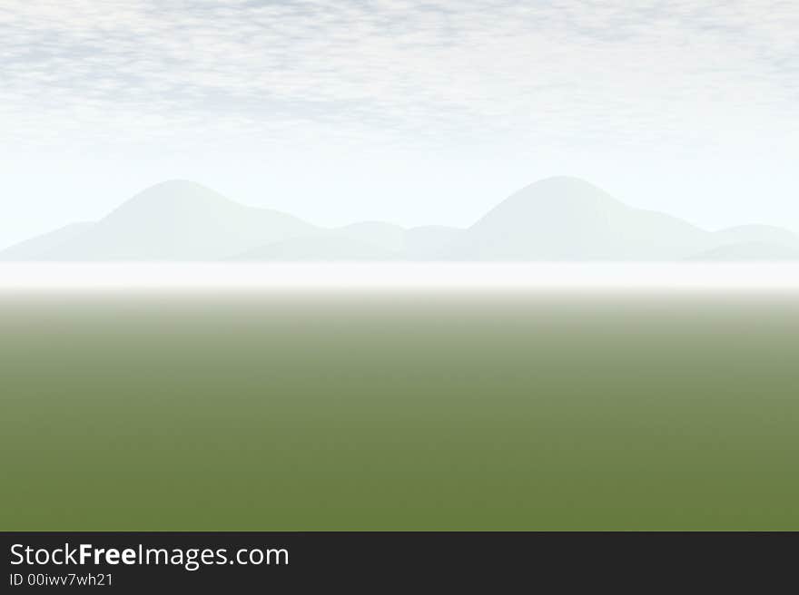 A 3D render of a landscape