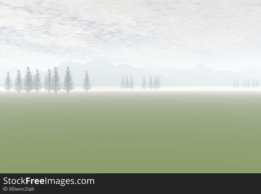 A 3D render of a landscape