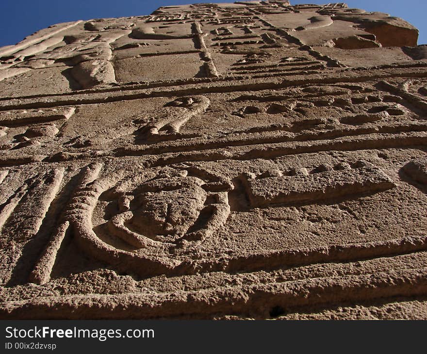 Ancient egyption inscription on one of the Karnak temple  walls. Ancient egyption inscription on one of the Karnak temple  walls