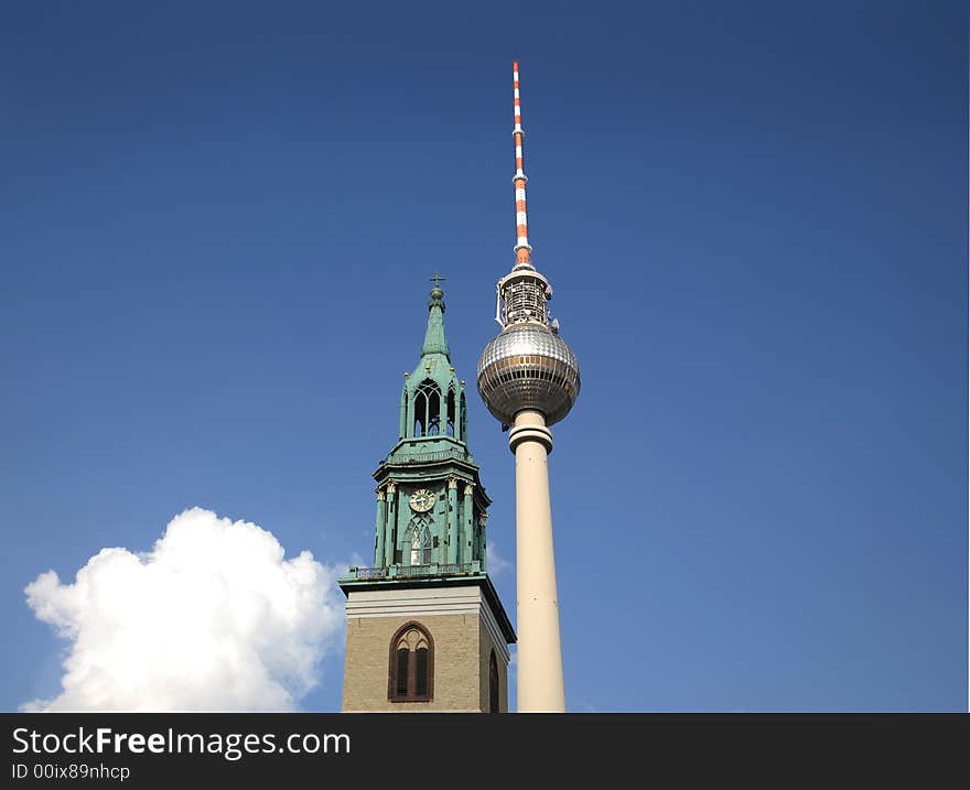 Berlin TV Tower with Marienkirche