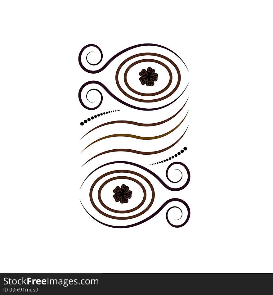 Beautiful abstract brown curly vector flower design