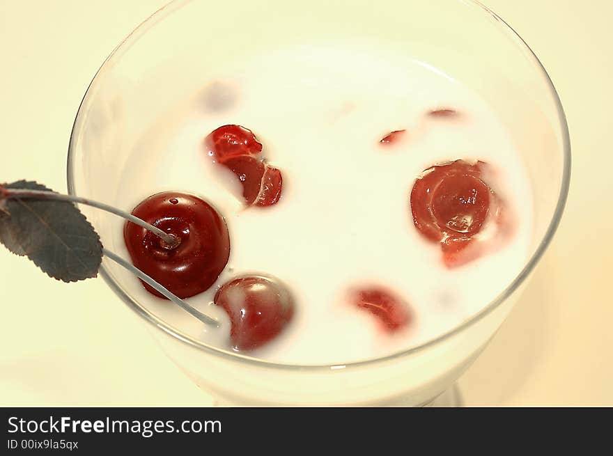 Yoghurt with a cherry