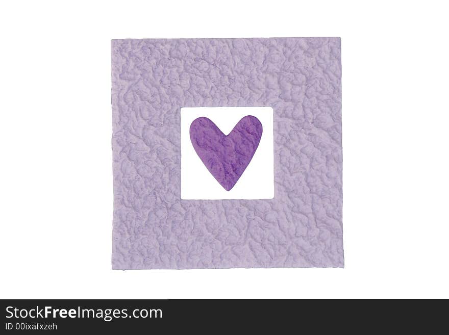 Purple Heart Within A Rectangular Frame, Textured Surface, White Background. Purple Heart Within A Rectangular Frame, Textured Surface, White Background