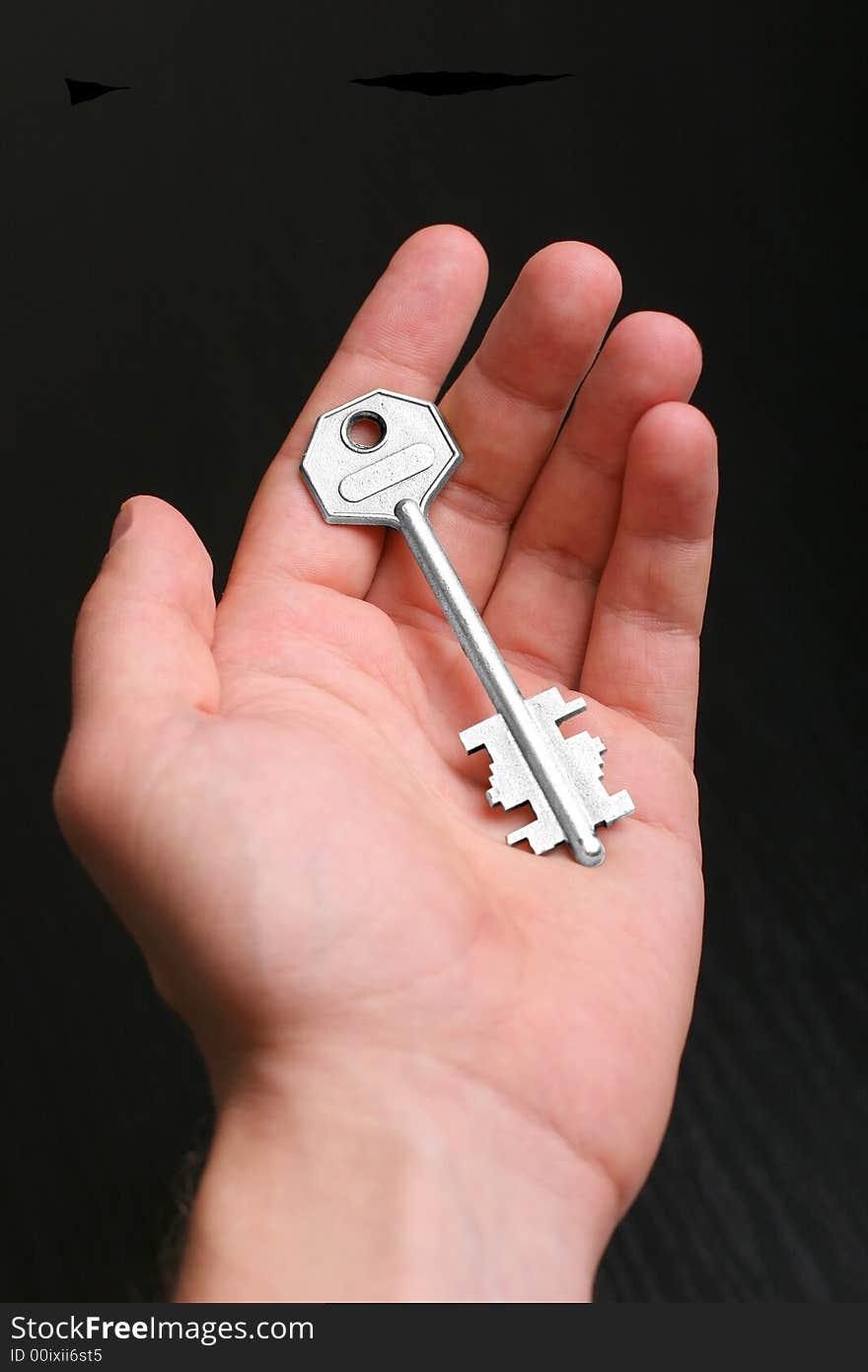 Man holding the silver key. Man holding the silver key