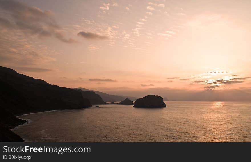 Sunset at San Juan de Gazteluatxe, Biscay, Spain. Sunset at San Juan de Gazteluatxe, Biscay, Spain