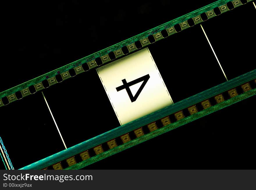 Motion picture header with number 4 on black background. Motion picture header with number 4 on black background