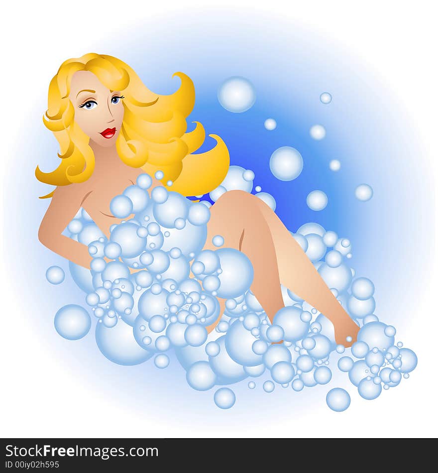 Sexy Blonde Woman Bubblebath