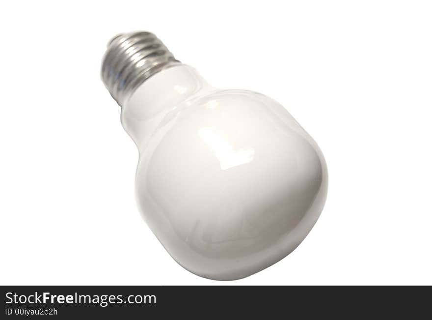 A white lightbulb isolated on a white background. A white lightbulb isolated on a white background