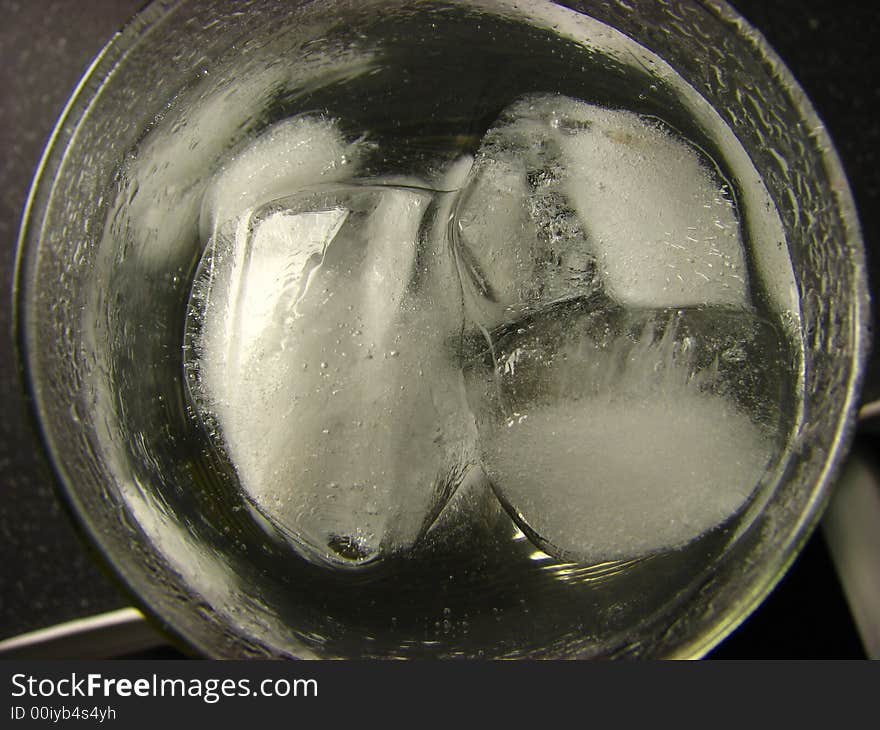 Ice On Water In Glass