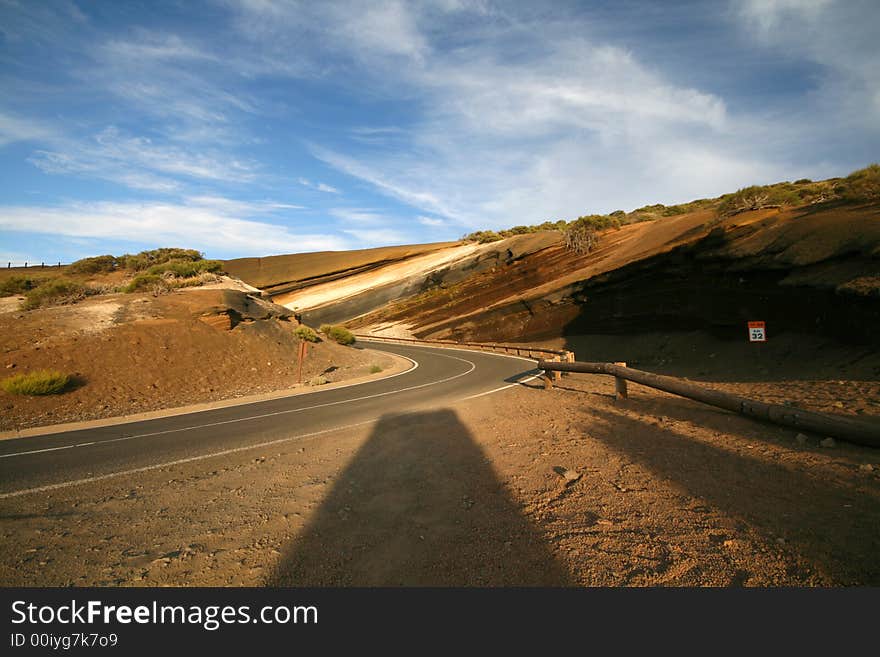 Colorful road curve in the desert