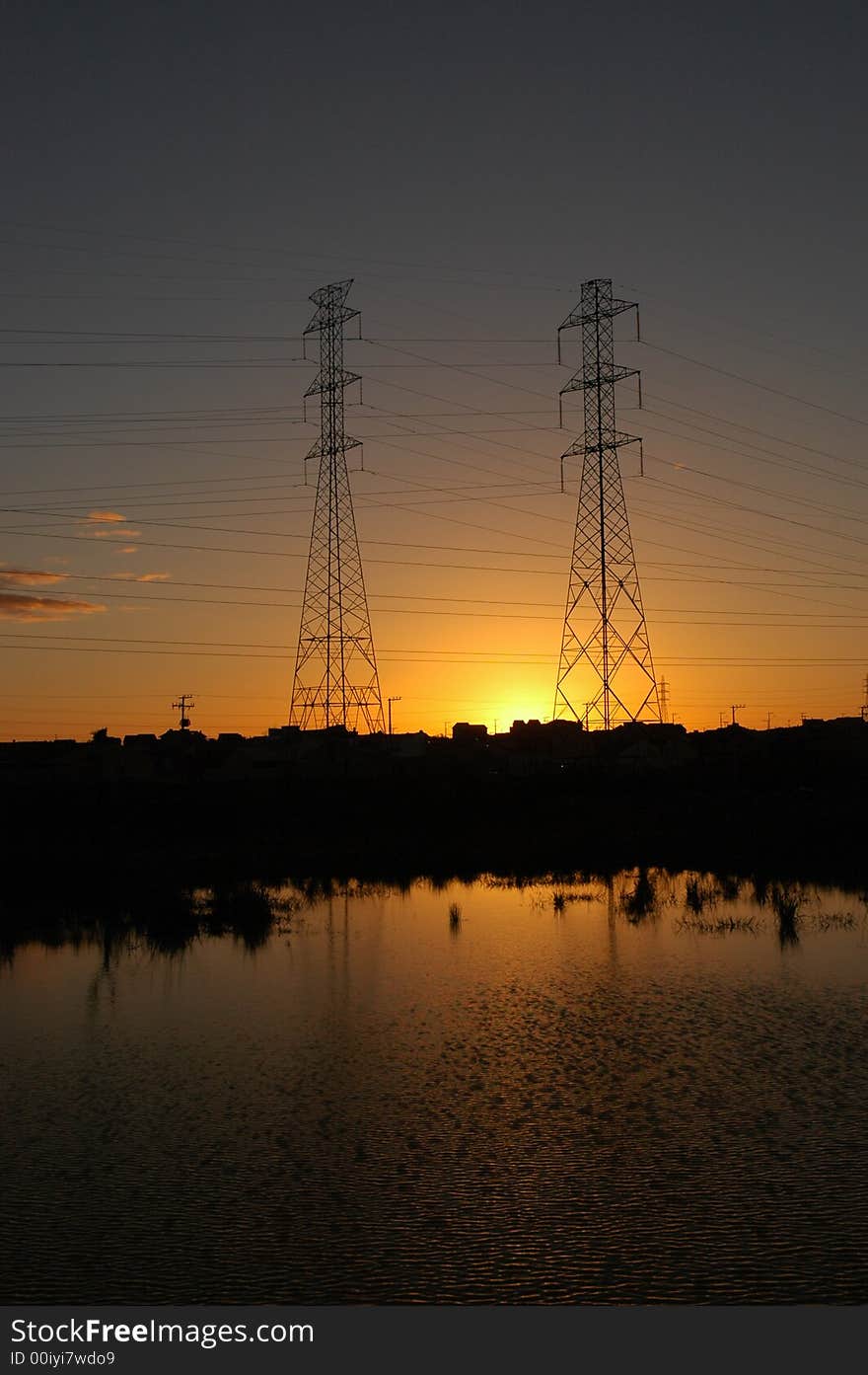 Tow power tower at sunset