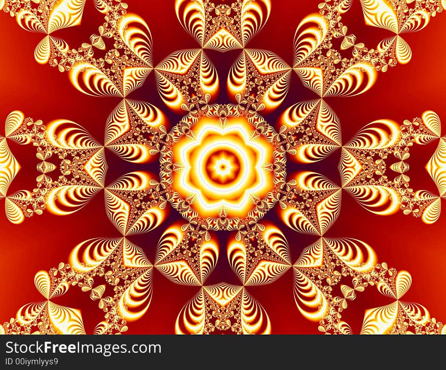 Computer generated symmetric fractal design. Computer generated symmetric fractal design