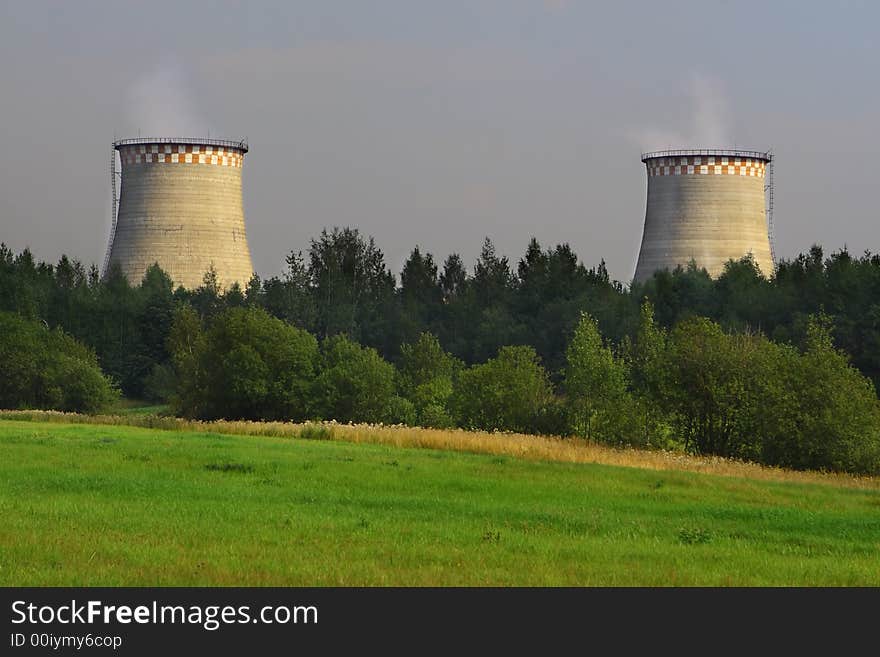 Big pipes with a pollution toxic smoke. Big pipes with a pollution toxic smoke