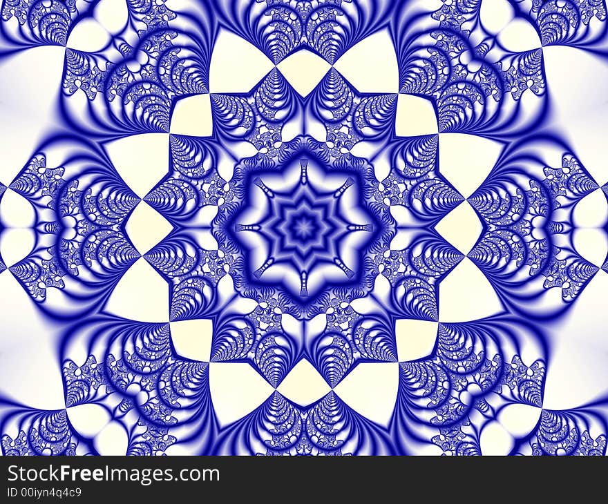 Computer generated symmetric fractal design. Computer generated symmetric fractal design