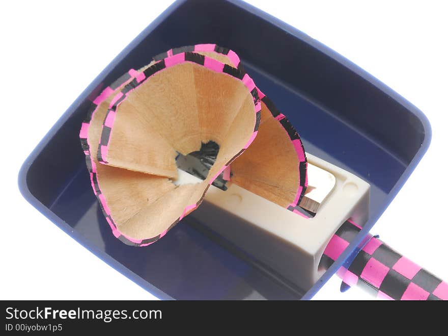 Close up of pencil and sharpener