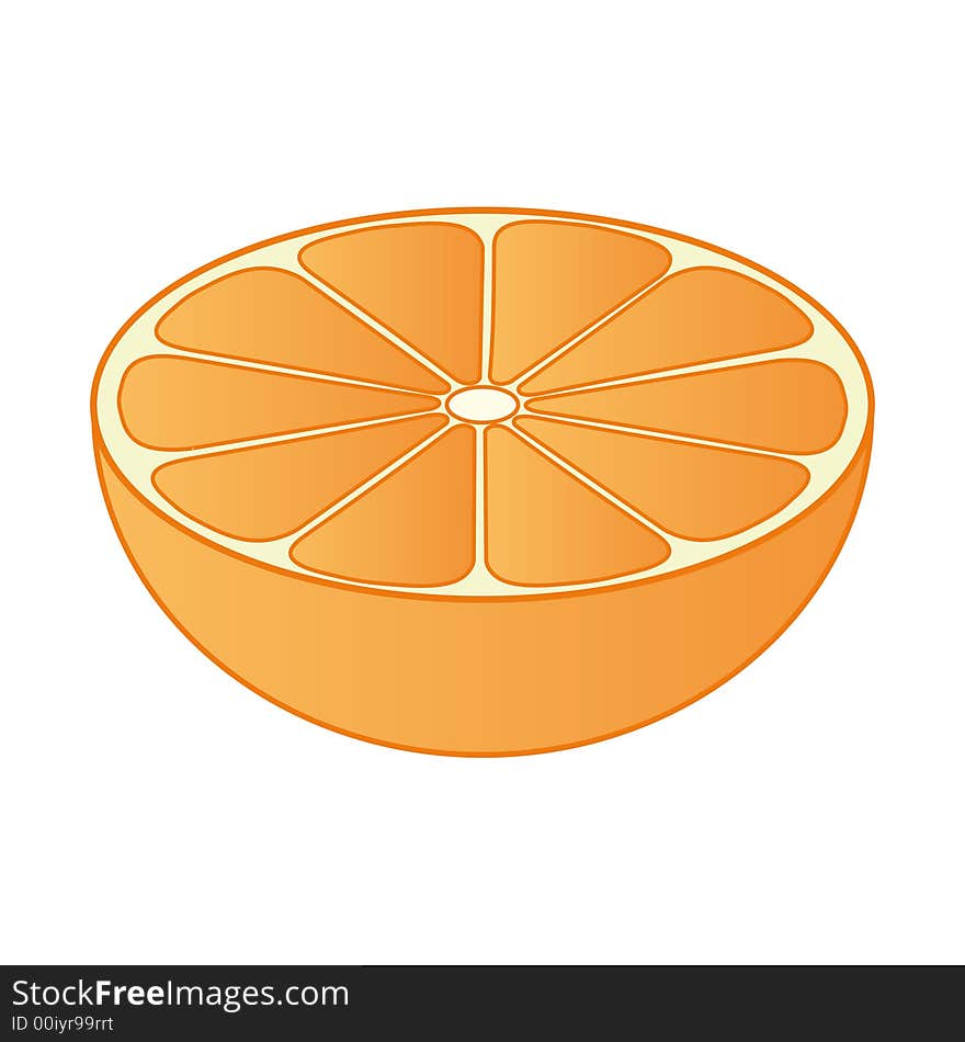 Vector illustration of half an orange on it's side. Vector illustration of half an orange on it's side