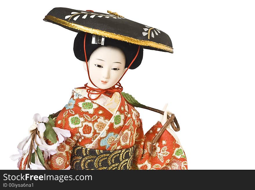 Isolated image of japanese porcelain geisha doll. Isolated image of japanese porcelain geisha doll