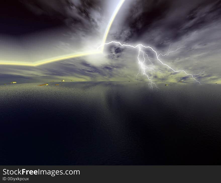 Storms with the lightning illustrations