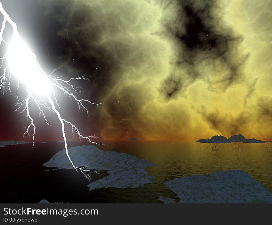 Storms with the lightning illustrations