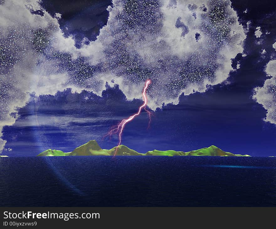 Storms with the lightning illustrations