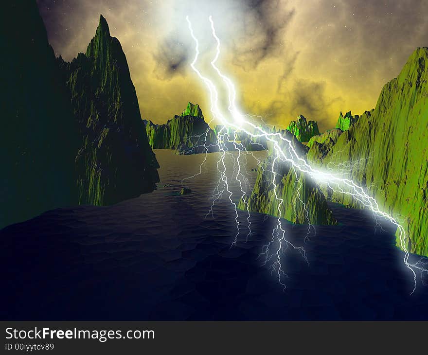 Storms with the lightning illustrations