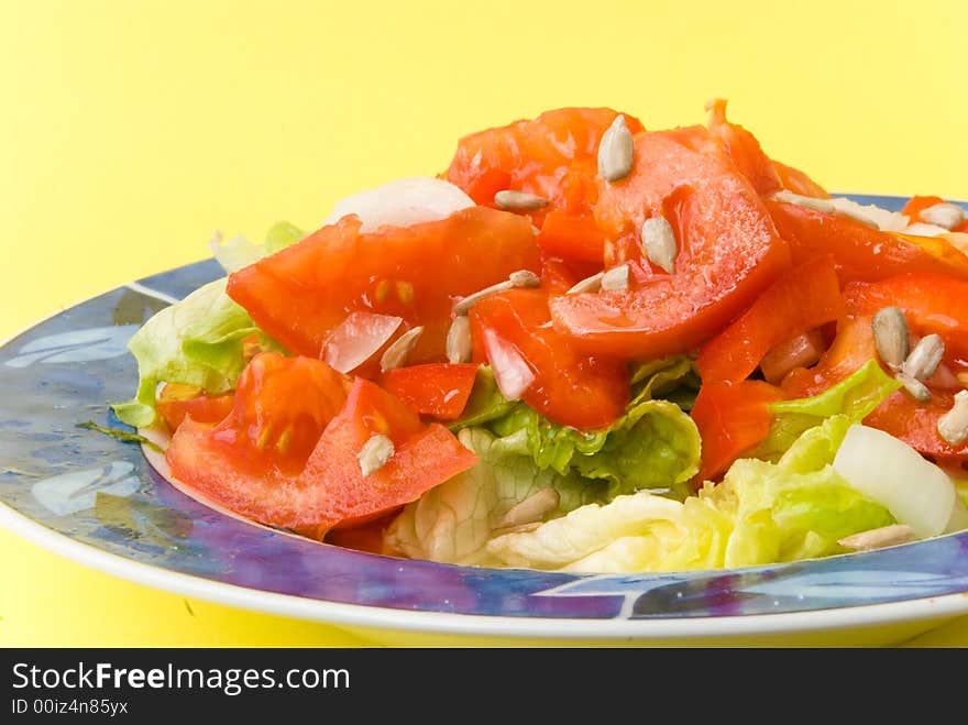 Tomato-lettuce salad with seed