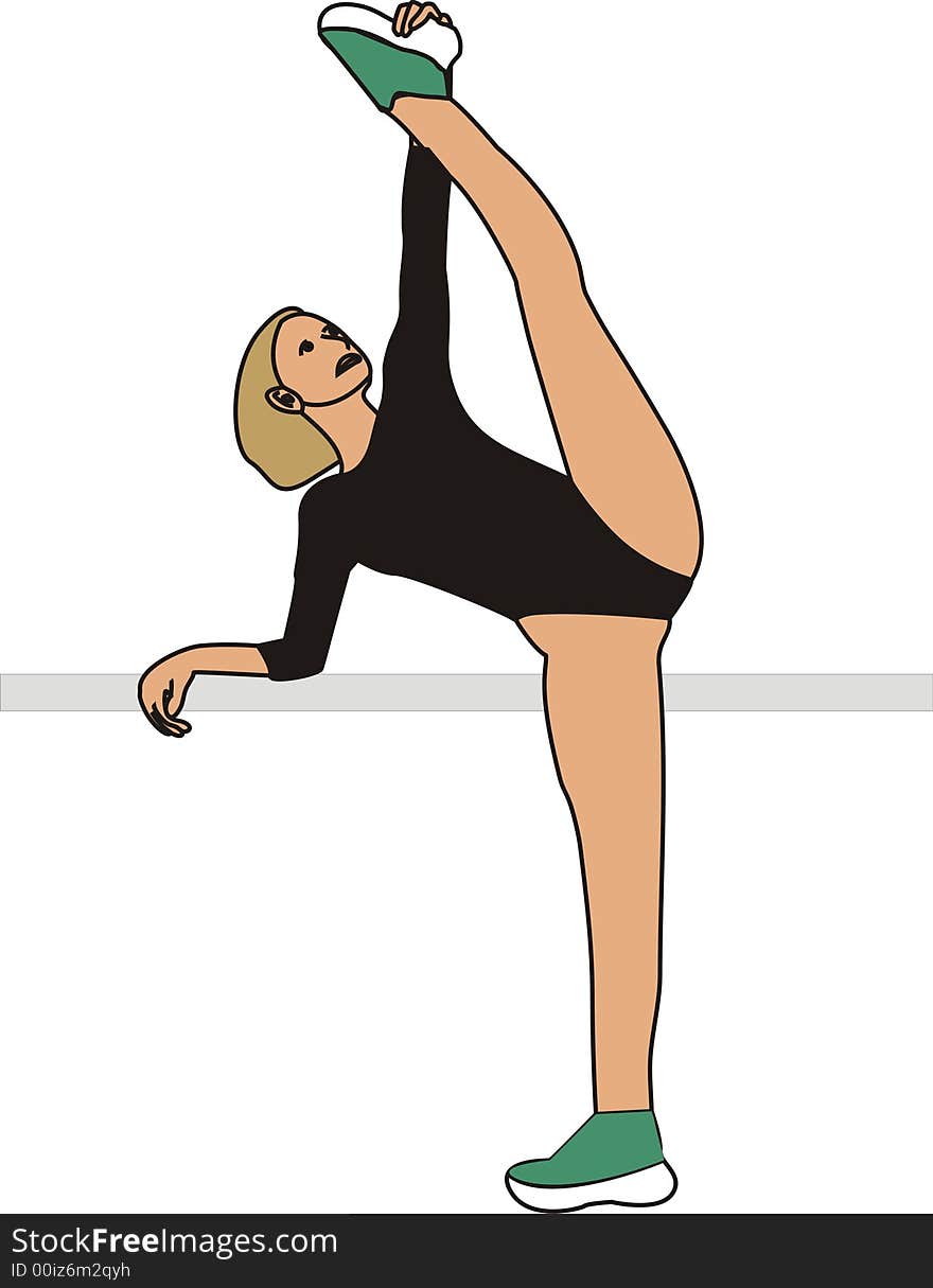 One more stretching exercise a female gymnast starring