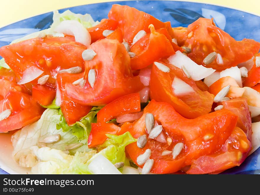 Tomato-lettuce salad with seed