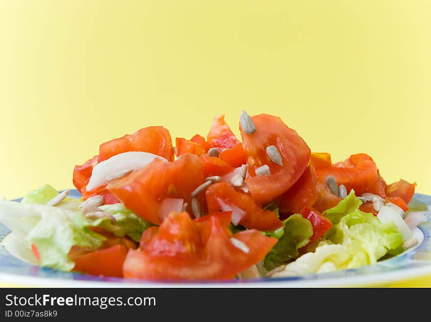 Tomato-lettuce salad with seed