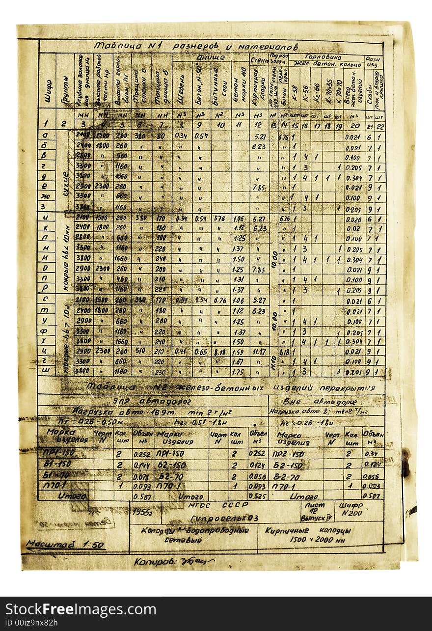 Dirty page with table and numerals. Dirty page with table and numerals