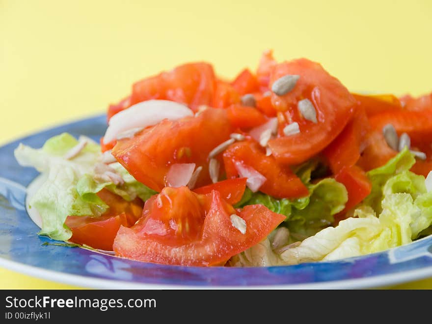 Tomato-lettuce salad with seed