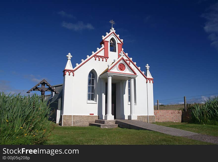 The Italian Chapel, Orkney. A POW hut converted to a chapel by Italian prisoners of war during WW2. The Italian Chapel, Orkney. A POW hut converted to a chapel by Italian prisoners of war during WW2