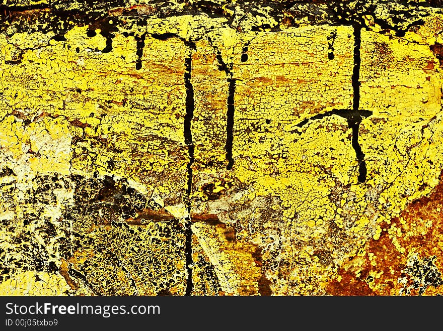 Deteriorating painted brick wall stylized with grunge effects (part of a photo illustration series). Deteriorating painted brick wall stylized with grunge effects (part of a photo illustration series)