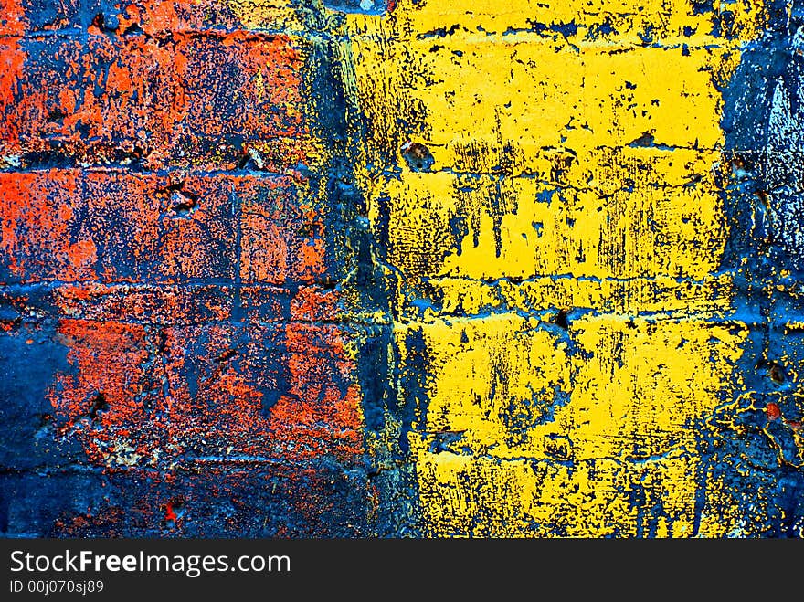 Grunge Painted Brick Wall