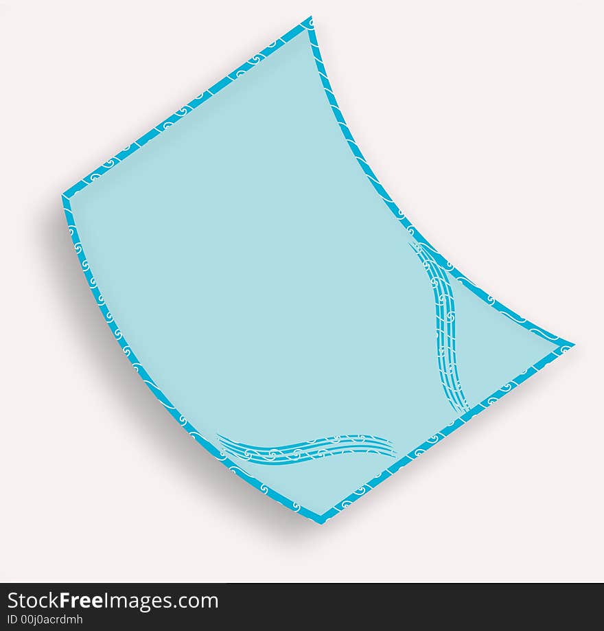 A blue paper designed in blue colou in illustrator with stripes on its corner and with stripes at the bottom