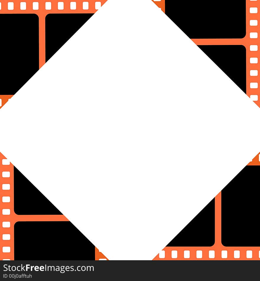 A filmstrip designed in illustrator with green colour at the back and white area to put a picture in the white area.