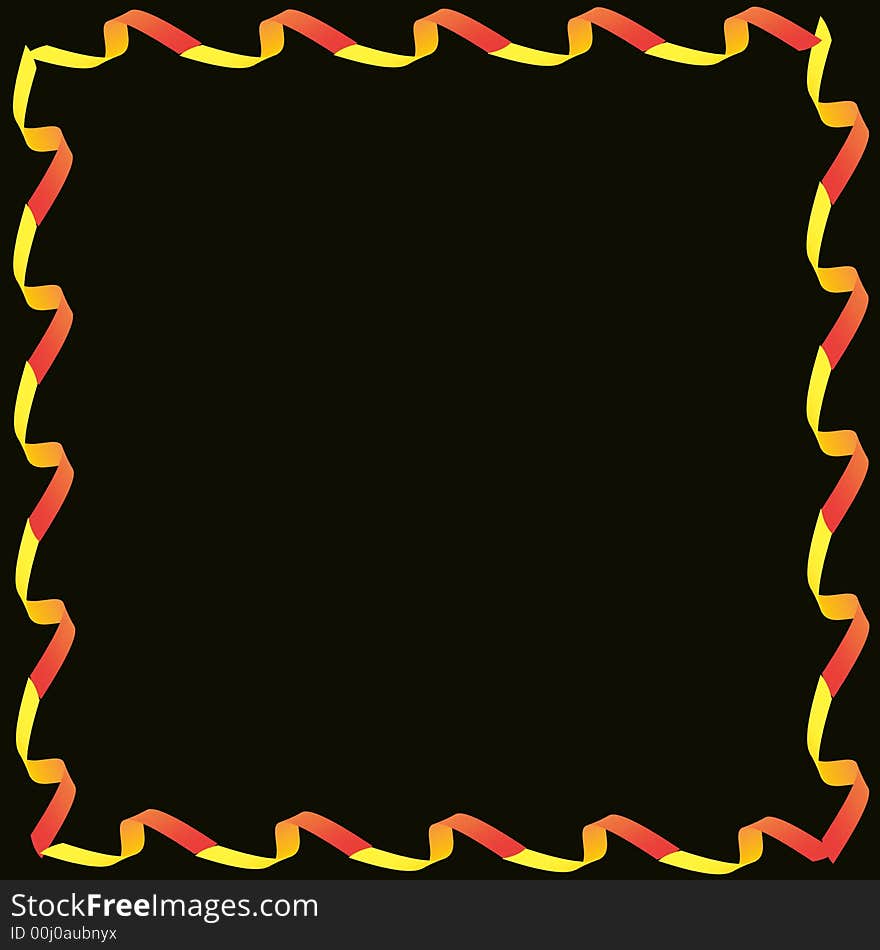 A background designed in black background with red and yellow fire like design in corner