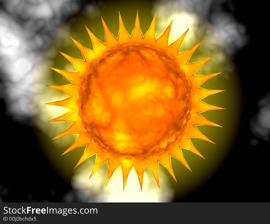 Abstract hot sun with fiery corona - digital illustration