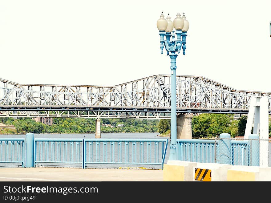 One of Cincinnati's historical  bridges over the Ohio river. One of Cincinnati's historical  bridges over the Ohio river