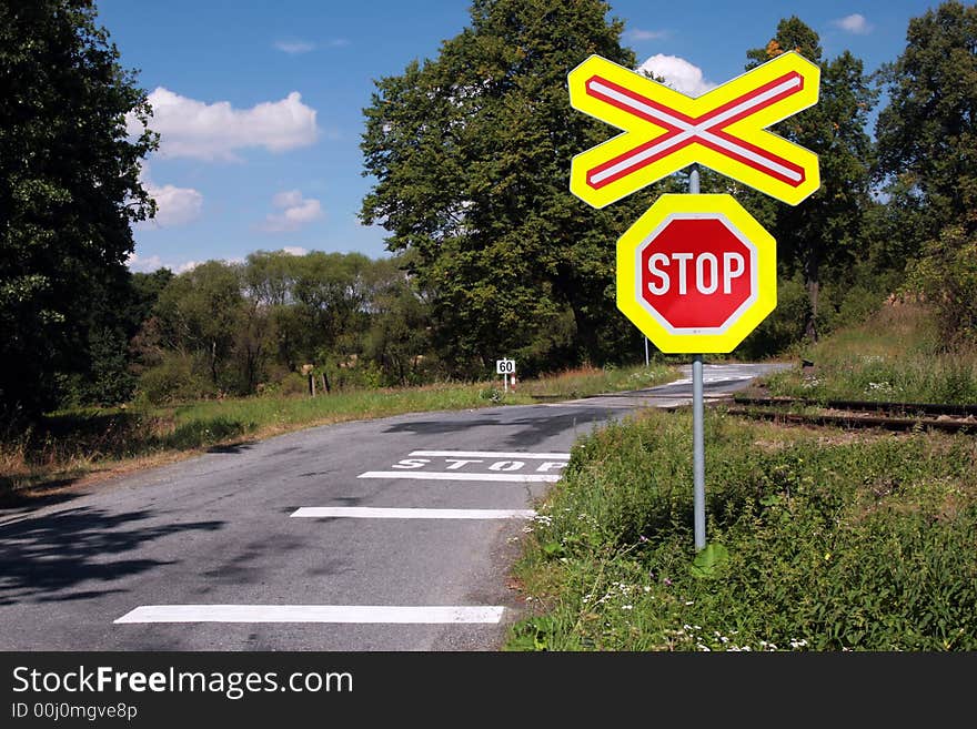 Dangerous railroad crossing.