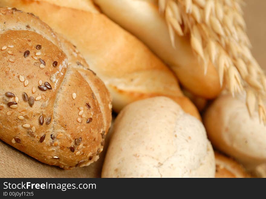 Close up of cereal roll and corn. Close up of cereal roll and corn